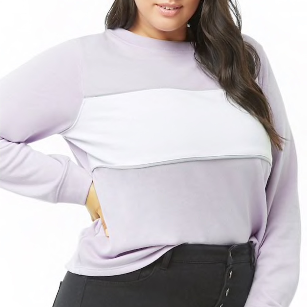 Plus size color block sweat shirt
